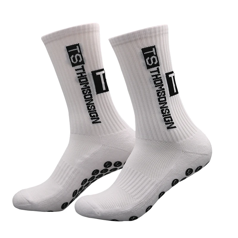 4 쌍 남성용 미드 카프 미끄럼 방지 스포츠 양말 미끄럼 방지 따뜻한 축구 사이클링 축구 양말 EU38-45 스포츠 팬용