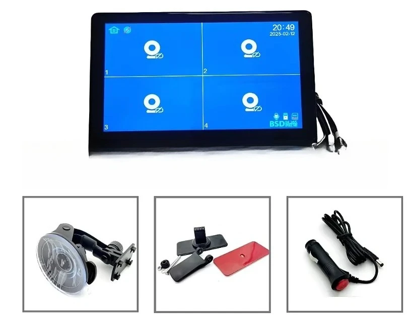 

IPS 4Ch HD 1024x600P TFT LCD Car Monitor Quad Split Headrest Monitor 4 Channels with Recording Function USB Port
