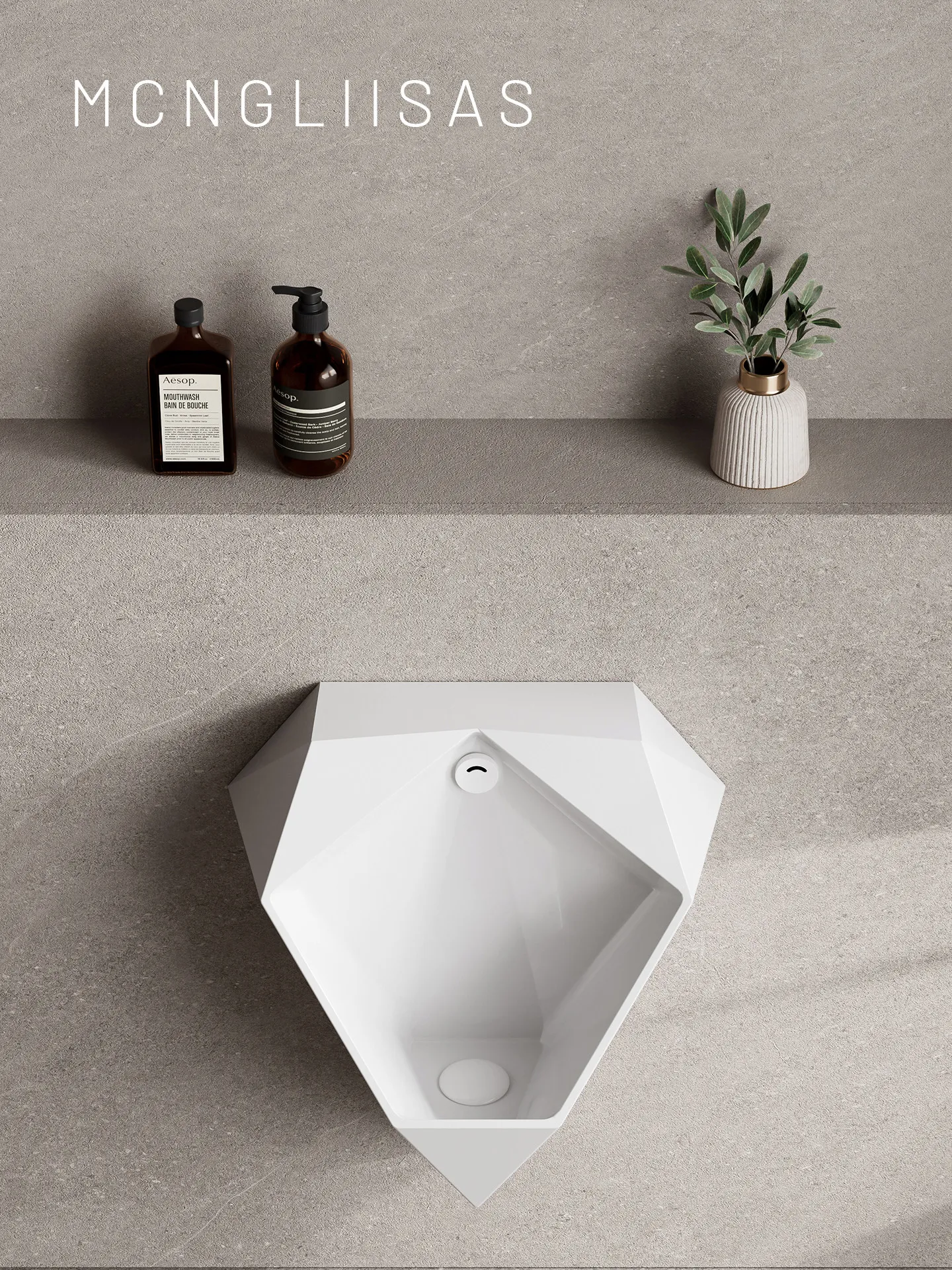 Hotel diamond shape wall-mounted urinal integrated induction urinal modern simple