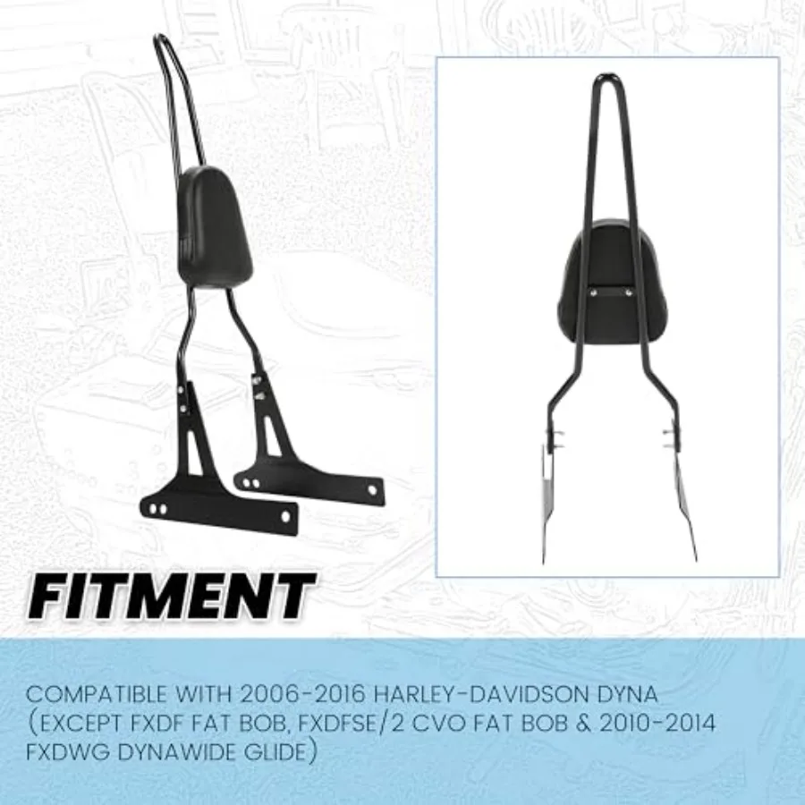 مسند ظهر أسود قابل للفصل سيسي بار لتحسين راحة ركوب الخيل وتخصيص أنيق متوافق مع هارلي ديفيدسو 2006up