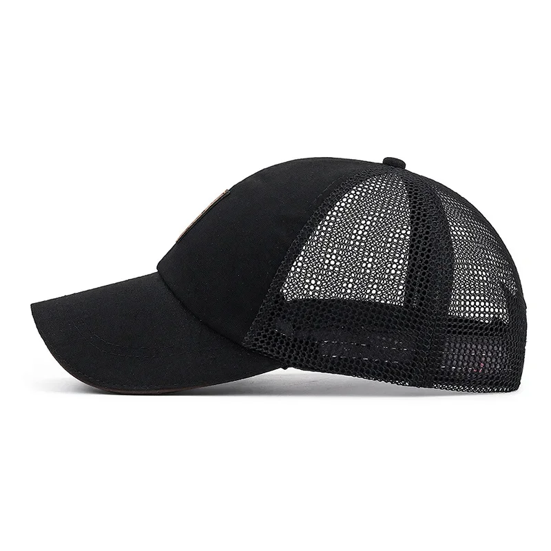 Simple Trucker Hat Solid Baseball Cap Men Mesh Breathable Sunscreen Caps Label Stick Snapback Sunhat Summer Golf Baseball Hat