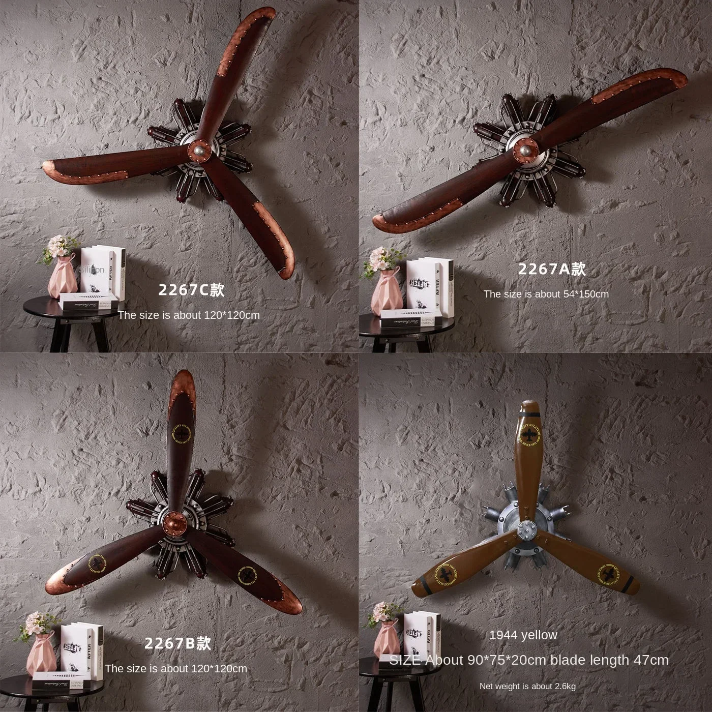 Old-Fashioned Propeller Wall Hanging Decoration Decorative Painting Restaurant Photography Model