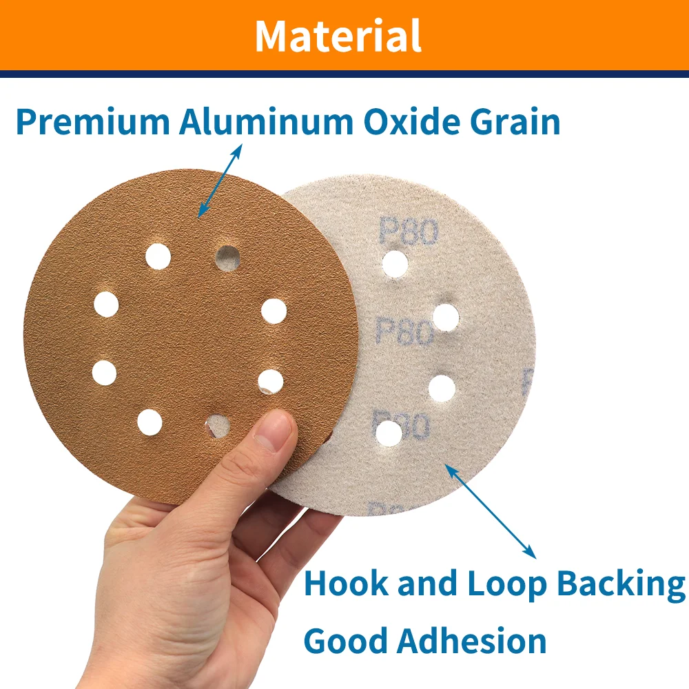 Imagem -04 - Polegada Furos Discos de Lixa de Gancho e Laço 60400 Grão Órbita Aleatória Lixa de Ouro para Polimento de Metal Lixamento Automotivo 30 Peças