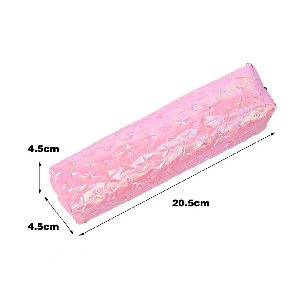 Pencil Bag with Zipper Large Capacity Wear Resistant Exquisite Pattern Bright Colored Pen Pouch Stationery Container