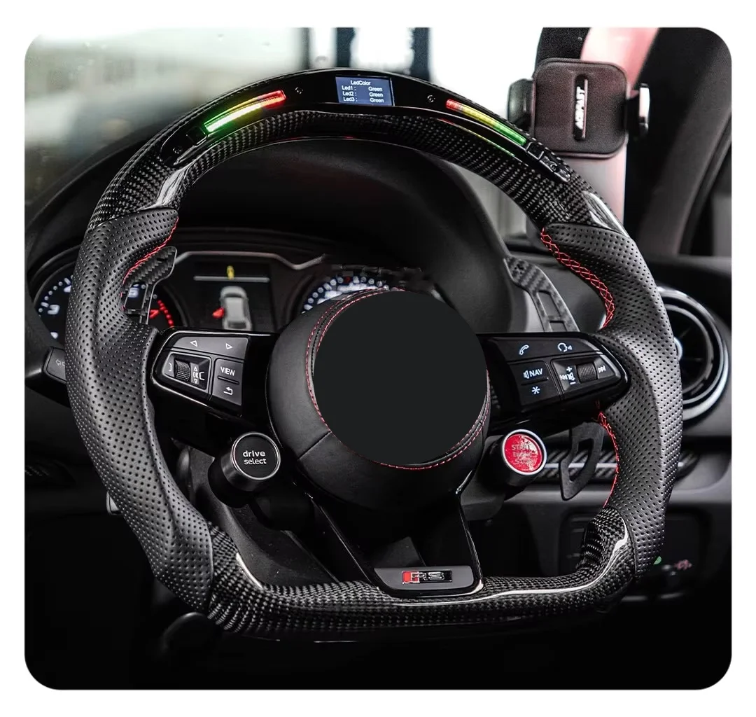 عجلة قيادة مسطحة القاع من الكربون الجاف R8 forA3 A4 A5 A6 S3 S4 RS3 RS5 Q5 TT - عجلة تحديثية الأداء مخصصة