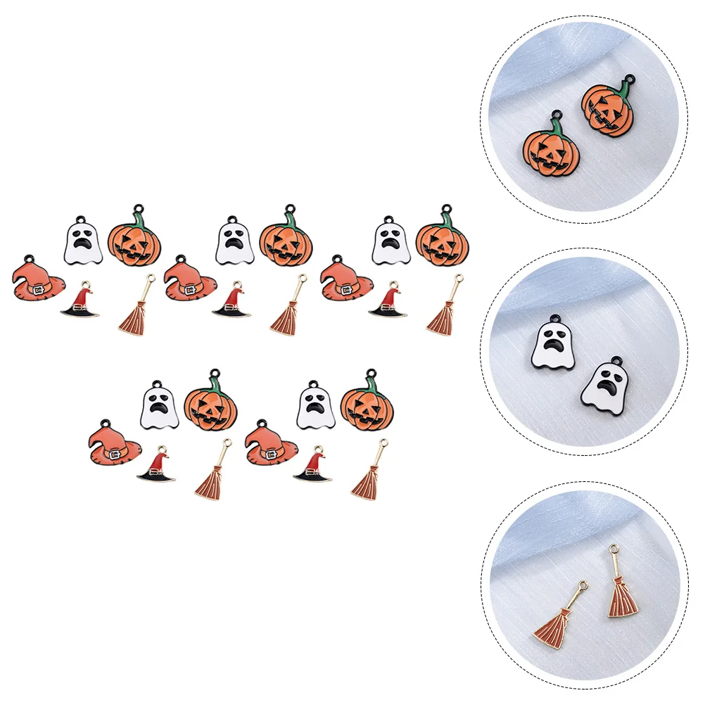 

20 шт., серьги в виде тыквы, кулон, материал для изготовления ювелирных изделий, очаровательный браслет «сделай сам», креативное ожерелье на Хэллоуин, забавный кулон