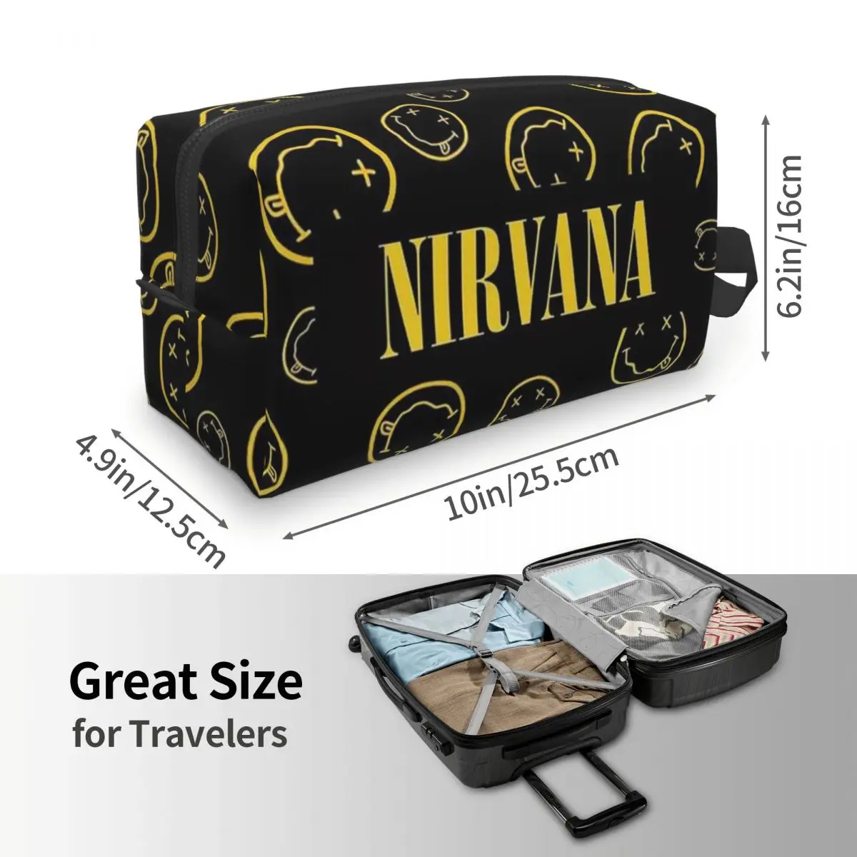 Nirvanas One Sided Smile 18 Makeup Bag Cosmetic Organizer Storage Dopp Kit Toiletry Cosmetic Bag for Women Beauty Travel