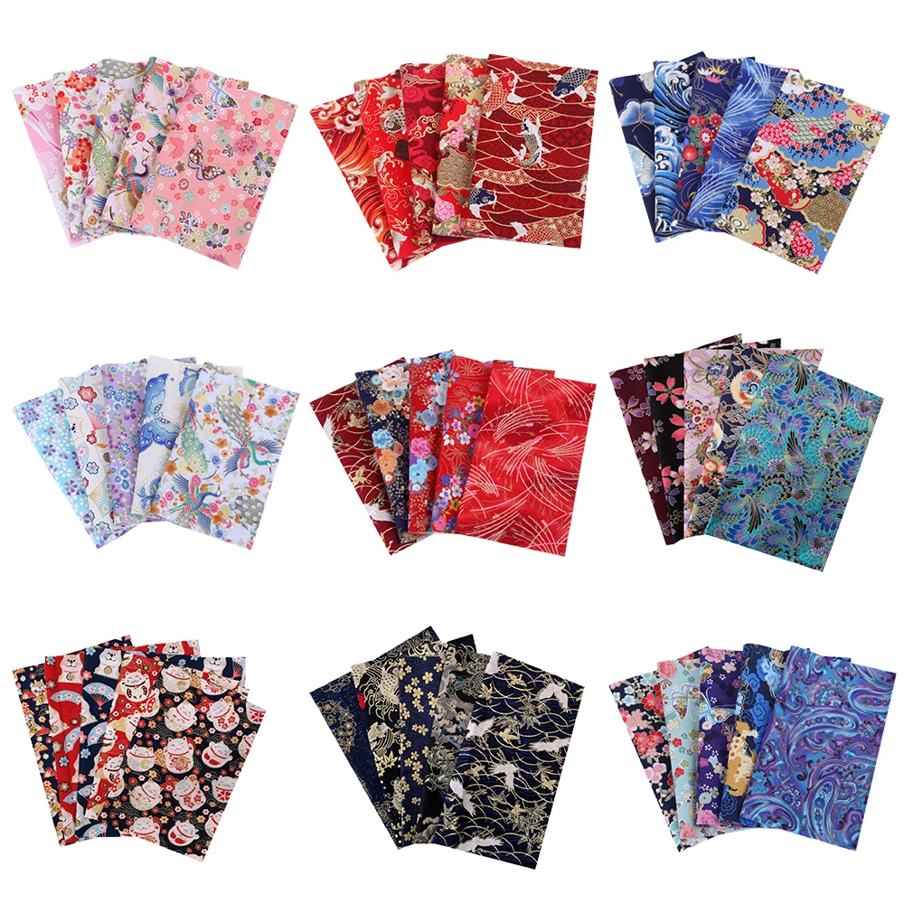 5Pcs 20x25cm Cotton Fabric Japanese Printed Fabrics Cloth Cartoon Flower Pattern Handmade Sewing Patchwork Home Textile Material