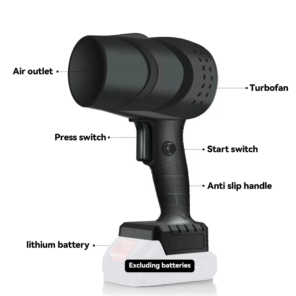 Handheld Car Hair Dryer Cleaning Violent Air Gun Turbo Jet Fan 70M Turbine Fan Lithium Air Blower High-Power For Makita Battery