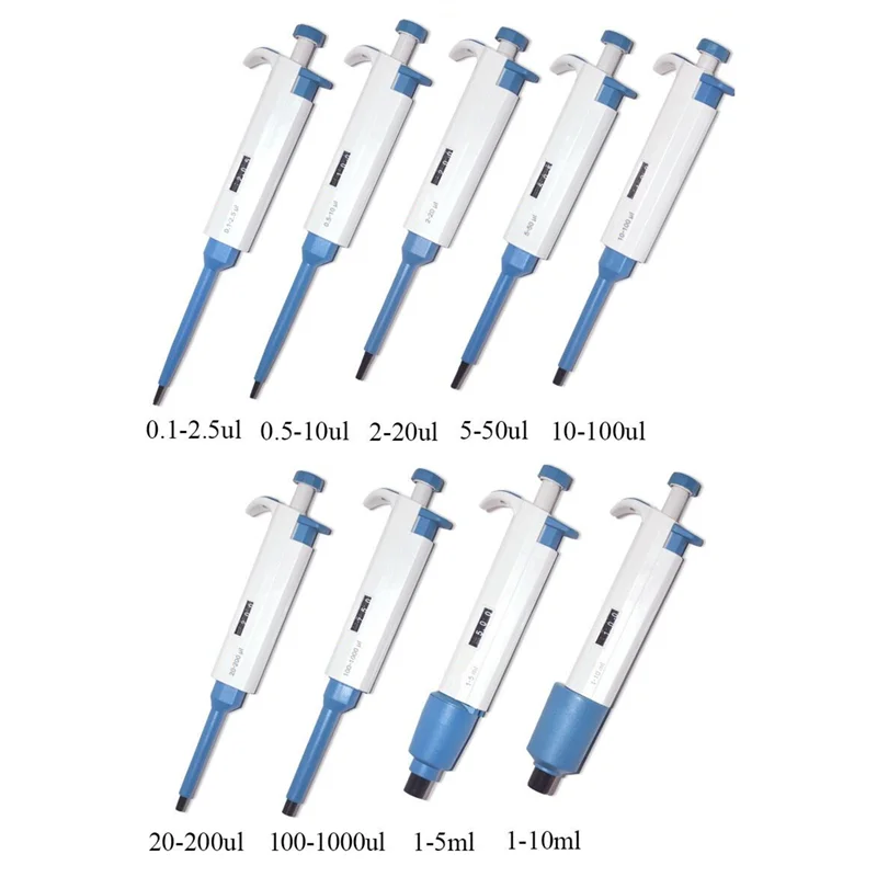 0.1/0.2/0.5/2/2.5/5/10/20/50/100/200/1000-5000ul 1-10ml Lab Single Channel Manual Adjustable Micro Pipette Toppette Pipettor