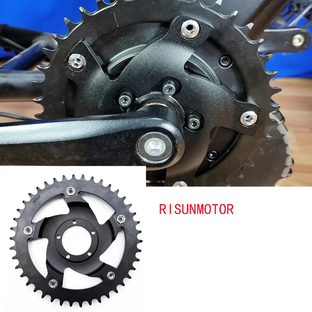 New  Fit Risu motor Accessories 1000W Mid Drive Motor ChainWheel 42T 8Fun Teeth Chainring Chainwheel Aluminum For RISUNMOTOR