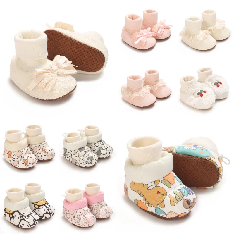 

Cotton Socks Shoes Baby Cute Cartoon Pattern Soft Winter Shoes 0-18M Newborn Baby Socks Children's Floor Preschool Girls' First
