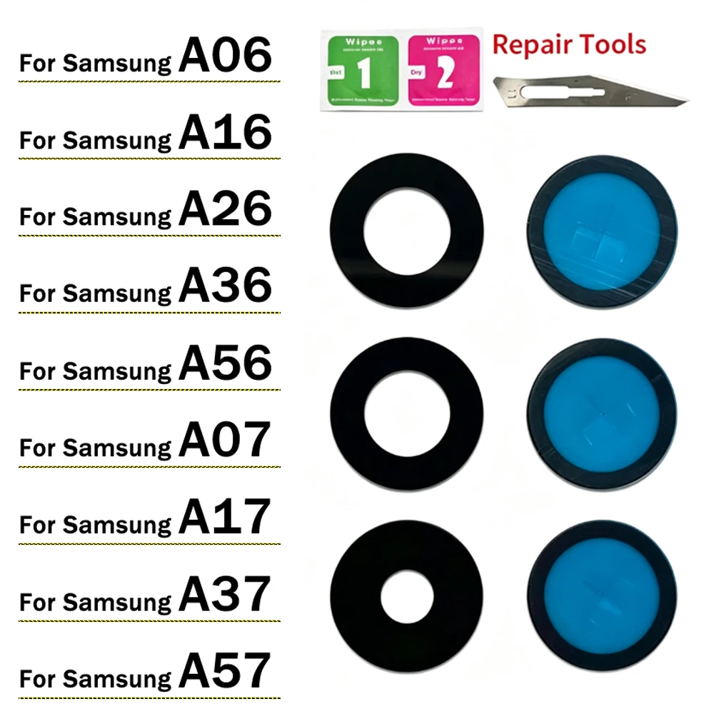 New Camera Glass Lens Back Rear Camera Glass Lens For Samsung A06 A16 A26 A36 A57 A07 A17 A37 A57 4G 5G with Adhesive