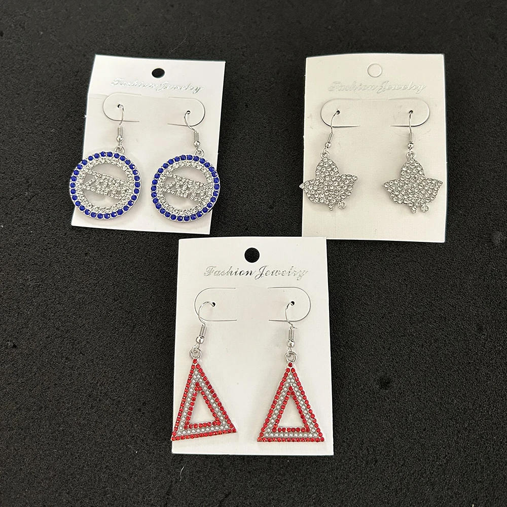 Pendientes de Metal del alfabeto griego, joyería de organización Social, regalo de comunión