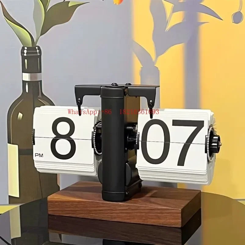 Limited Offer Automatic Page Turning Clock Creative Light Luxury Desktop Ornament Retro Mechanical Watch Pendulum Desktop Digit
