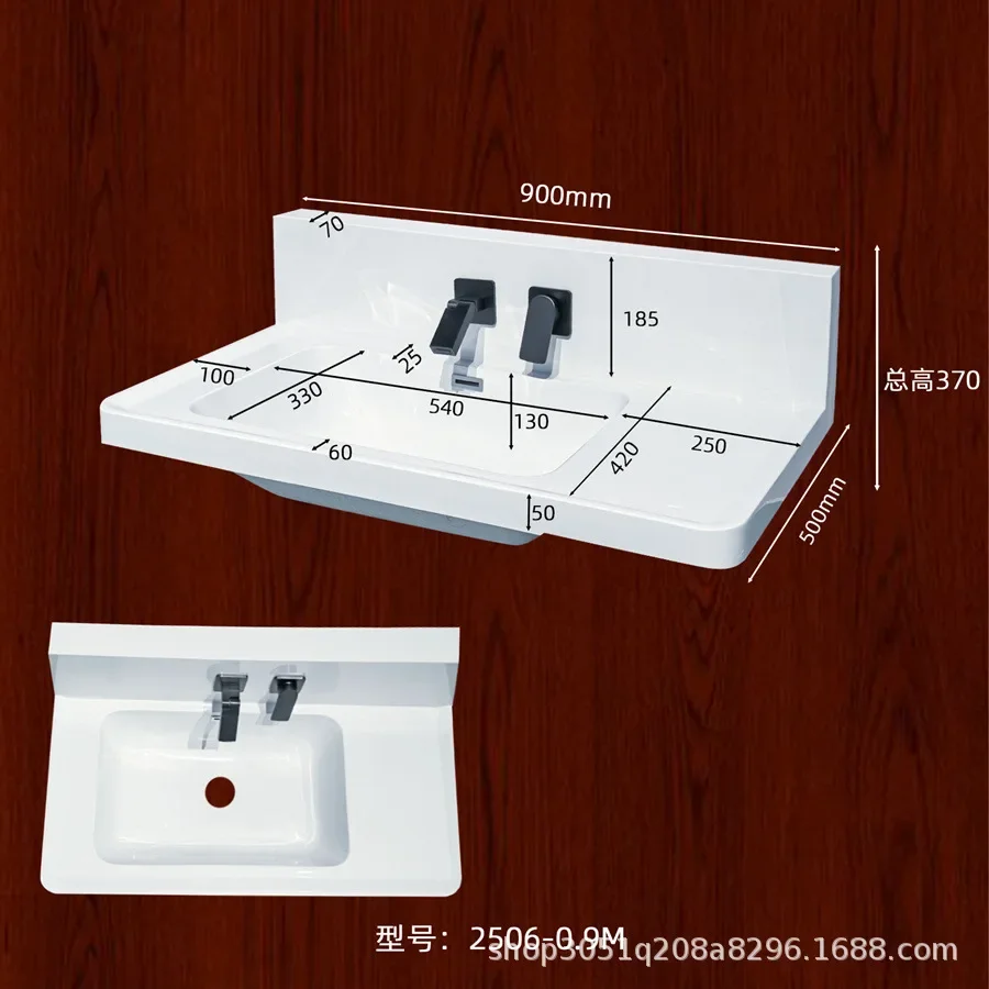 High temperature ceramic integrated basin large apartment countertop lengthened and widened wall discharge water right