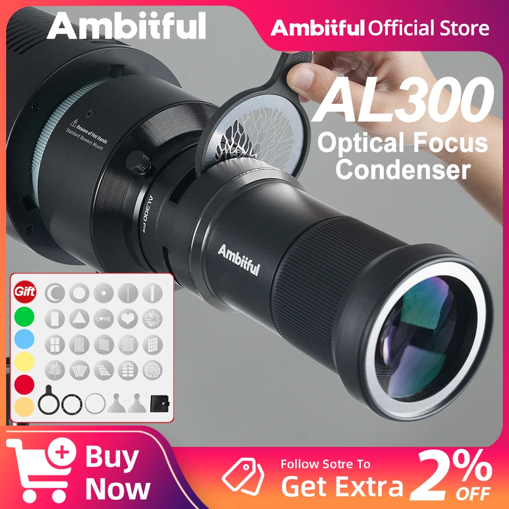 

AMBITFUL AL-300Pro Optical Focus Spotlight Condenser Bowens Mount Professional Projection Lamp Accessories For GODOX EF300 Light