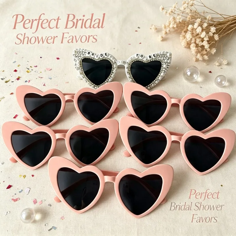 Bride To Be Heart Sunglasses Pearl Rhinestone Bridal Party Glasses Bachelorette Photo Prop Wedding Shower Accessories