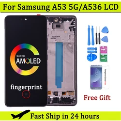 6.5 ''wyświetlacz AMOLED do Samsung A53 5G A536 A536B ekran dotykowy wyświetlacza LCD z ramką Digitizer części do naprawy