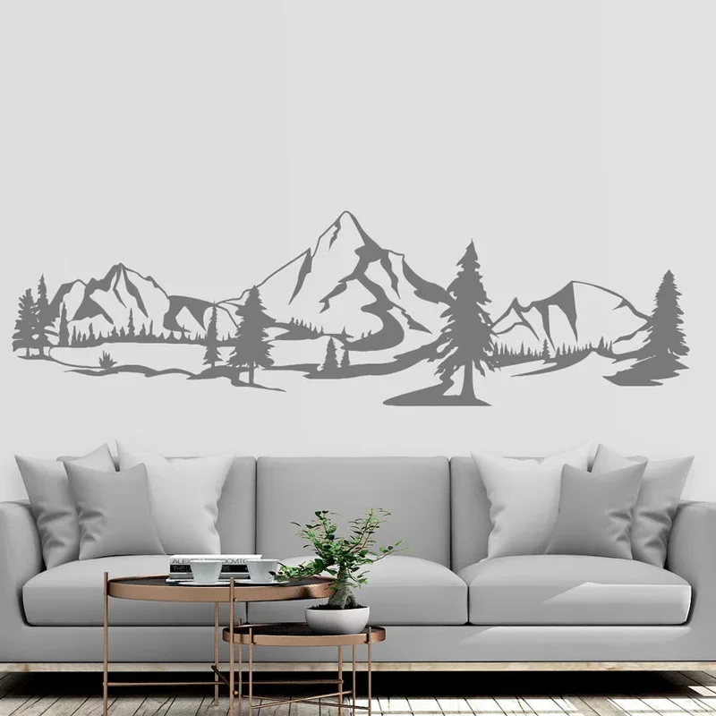 Nature Mountains Wall Decal  Mountain Wall Sticker  Pine Trees Mountain decoration Adventure Wall Decor 2188