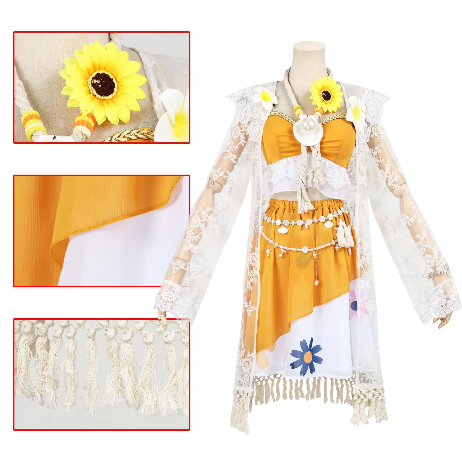 Naiad Grace​​ Summer Gold Cosplay Costume Wig Uniform Character Outfit Game Identity V Halloween RolePlay Carnival Party Dressup view 5