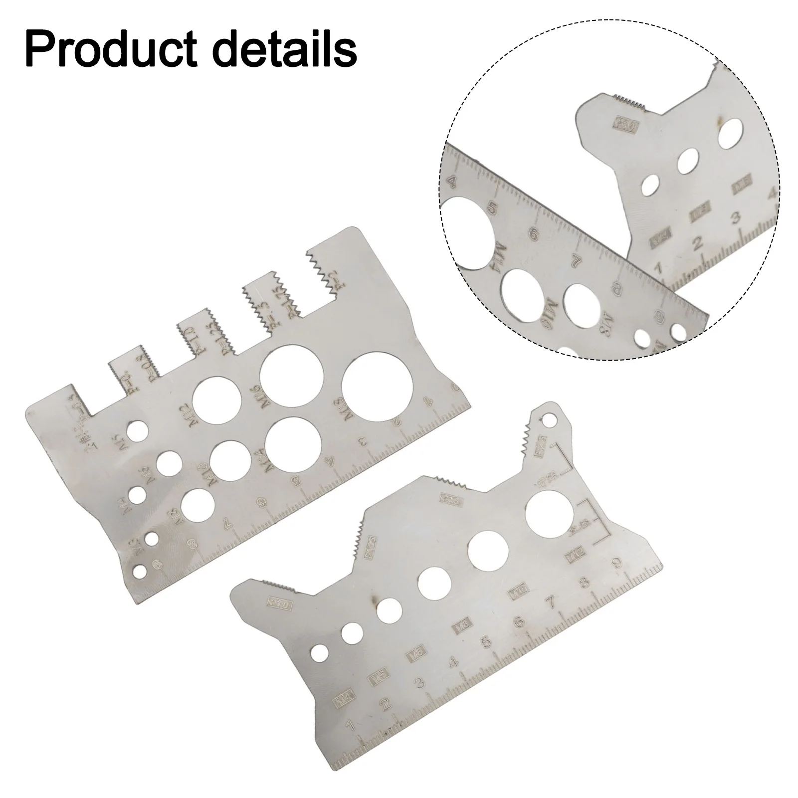 Screw Thread Pitch Gauge 2PCS Metric Stainless Steel Ruler for Measuring Threads on Bolts and Nuts Suitable for Industrial Use
