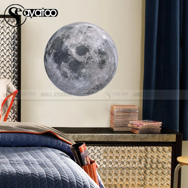 Full Moon Wall Sticker Space Galaxy Vinyl Decal Astronomy Planet Moonlight Universe Kids Bedroom Home Decor