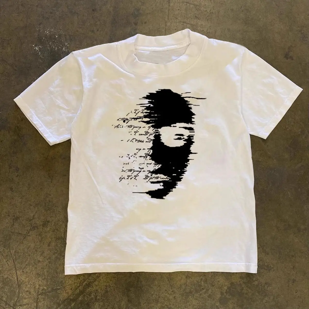 

New Fashion Retro American Graffiti Face Small Print Quality Men's and Women's Round Neck Large Size Short Sleeve T-Shirt