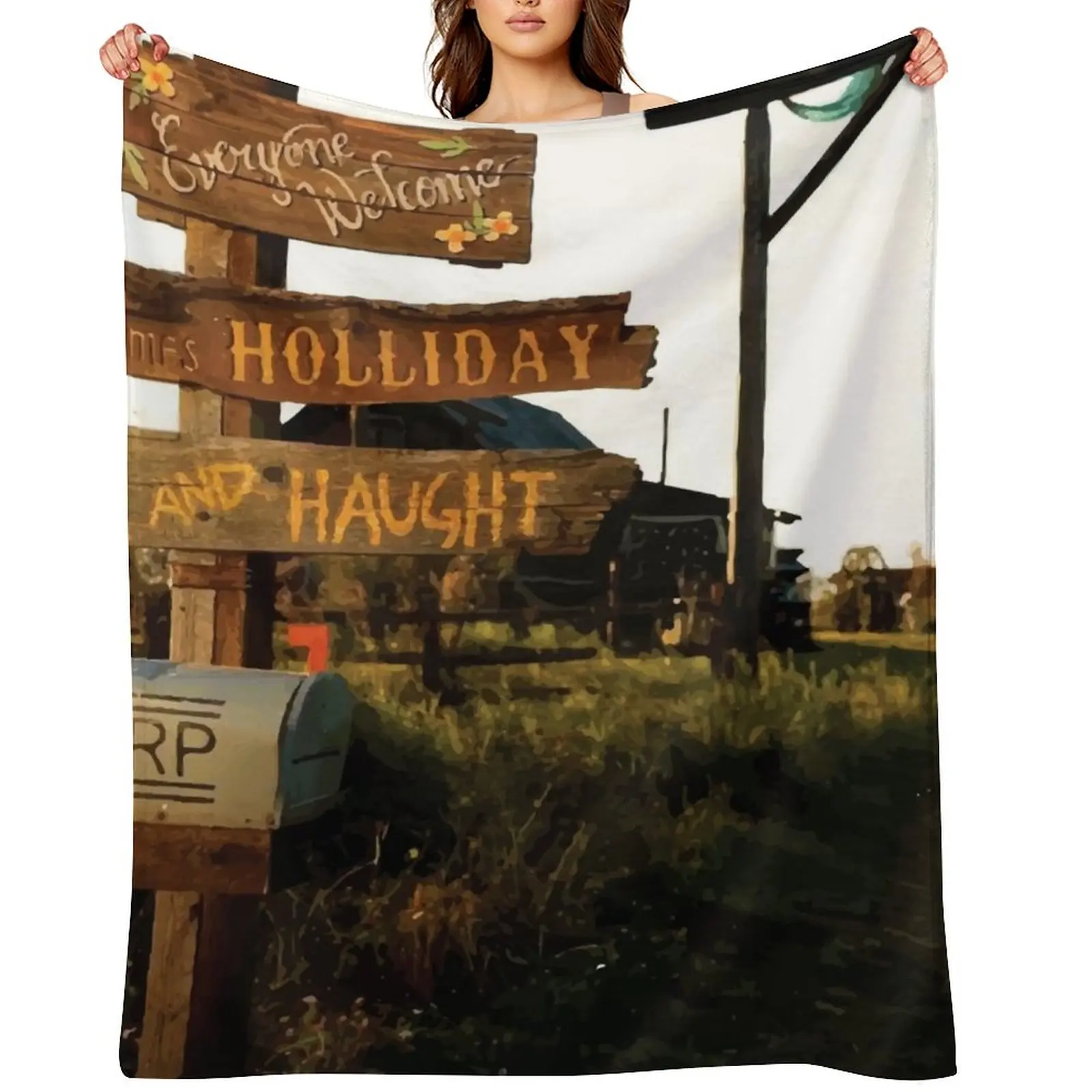 

Earp Homestead - Everyone Welcome Throw Blanket Blankets For Sofas Luxury Brand Furrys Winter beds Blankets