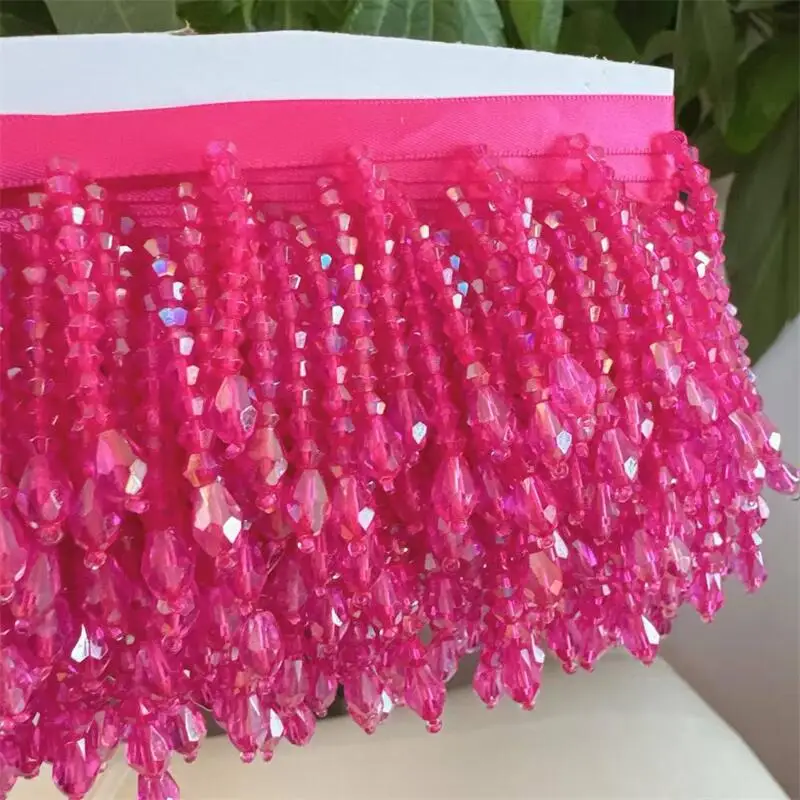 5,5 cm hohe Kristallanhänger-Perlenfransen-Spitze für DIY-Kleidung, Bühnenbekleidung, Heimdekoration, Kopfschmuck, dekorative Perlenquasten