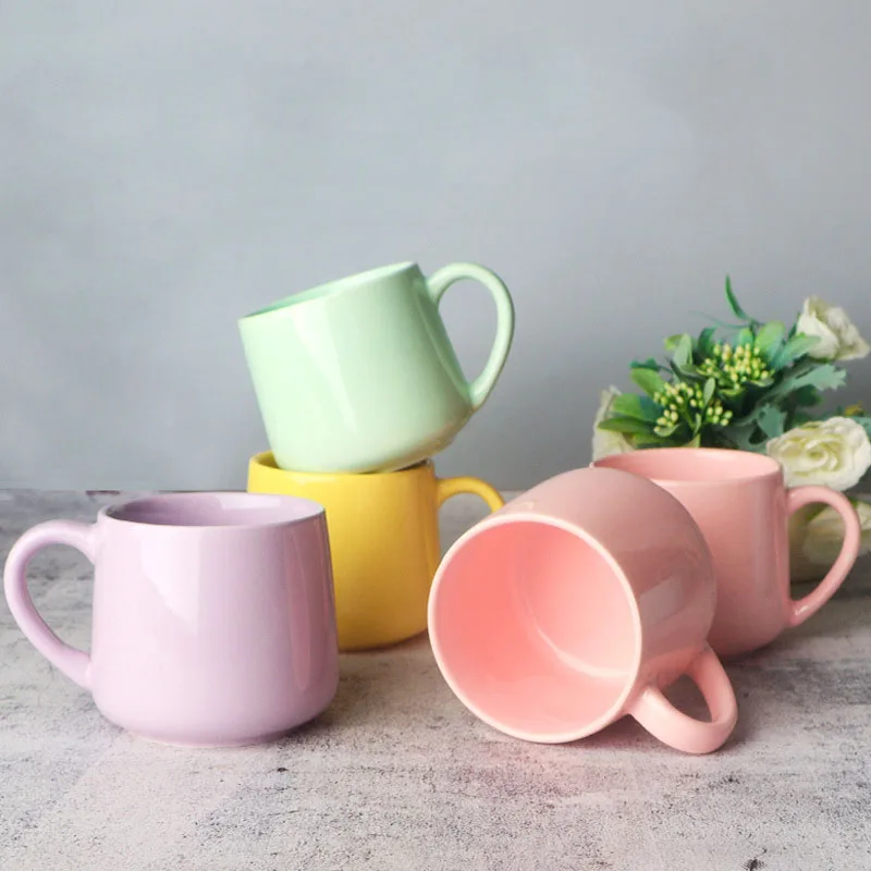Creative Big Round Circle Handle Mugs Ceramic Personalized Cups White Black Splash-ink For Milk Water Tea Kitchen Tableware Gift