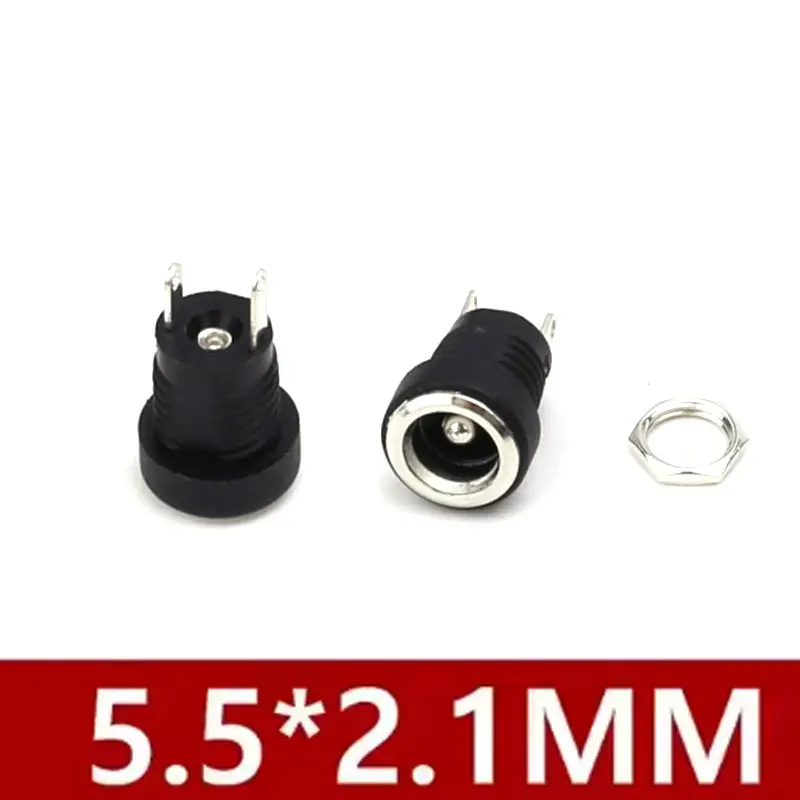 10/200PCS DC022B 5.5 x 2.1mm DC Power Jack Supply Socket 3.5x1.3 DC Female Panel Mount Connector Plug Adapter 5.5*2.5MM 2 Pin