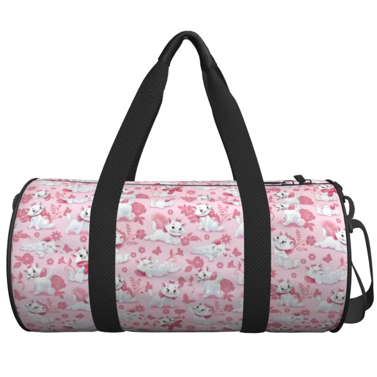 

Hot Aristocats Marie Cat Travel Bag Kawaii Animal Large Sport Bags Weekend Couple Custom Gym Bag Luggage Graphic Fitness Bag