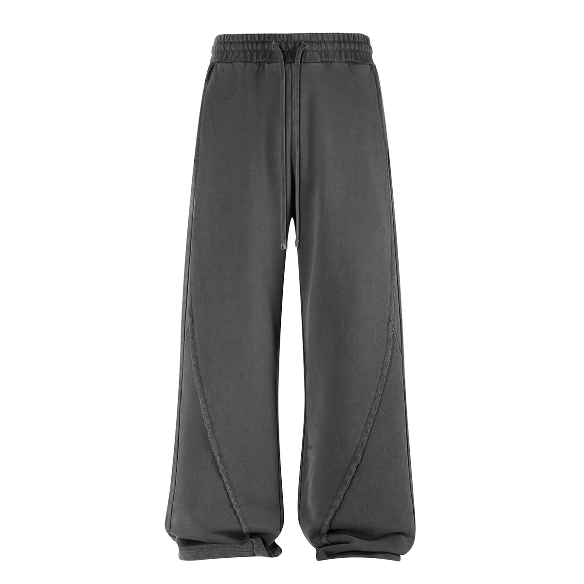 2025 High Street Scattered Edge Personalized Splicing Wide Leg Sweat Pants Men Baggy Vintage Washed Joggers Athletic Drawstring
