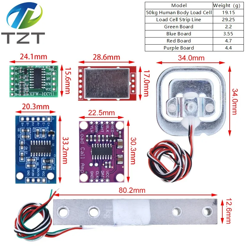 Load Cell 1KG 5KG 10KG 20KG HX711 AD Module Weight Sensor Electronic Scale Aluminum Alloy Weighing Pressure Sensor For Arduino