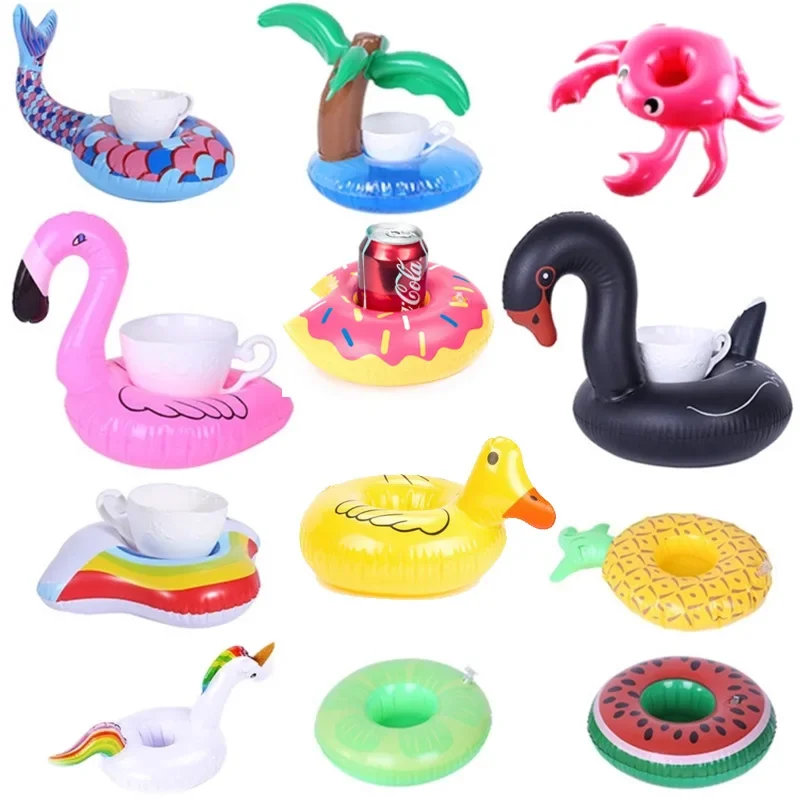 1PC Inflatable Drink Holder Drink Floats Inflatable Cup Holders Flamingo Coasters for Swimming Pool Party