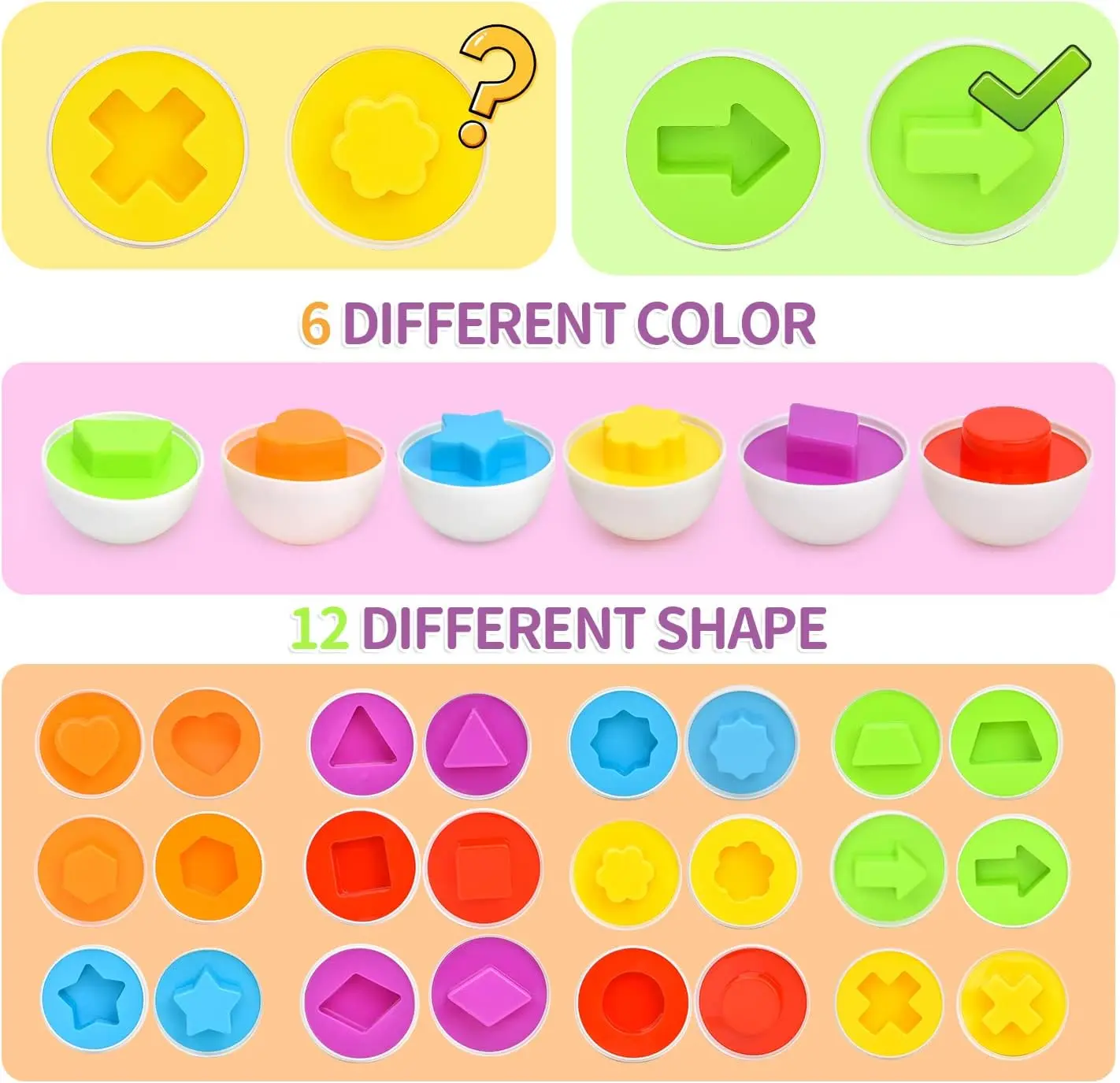 Combinando ovos cor forma reconhecimento classificador habilidades de quebra-cabeça brinquedos educativos para crianças e crianças pequenas aprender a cor e forma (grosso