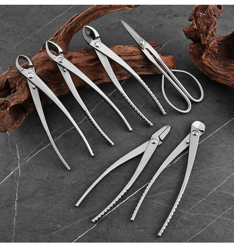 1 قطعة 210 مللي متر الفولاذ المقاوم للصدأ بونساي أداة مقبض/سلك القاطع جذع الفاصل الكرة تلميح المقصات 3Cr13 الصلب HRC56 المضادة للانزلاق قبضة #6