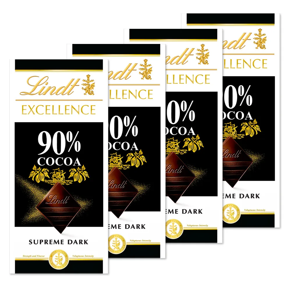 Lint Chocolate Excellence Dark 90 % 100 g x 4 Stück