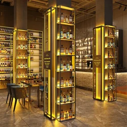 Vertical Modern Bar Cabinet Storage Metal Light Cantina Beer Wine Racks Bottle Floor Regal Botellero Vino Household Furniture