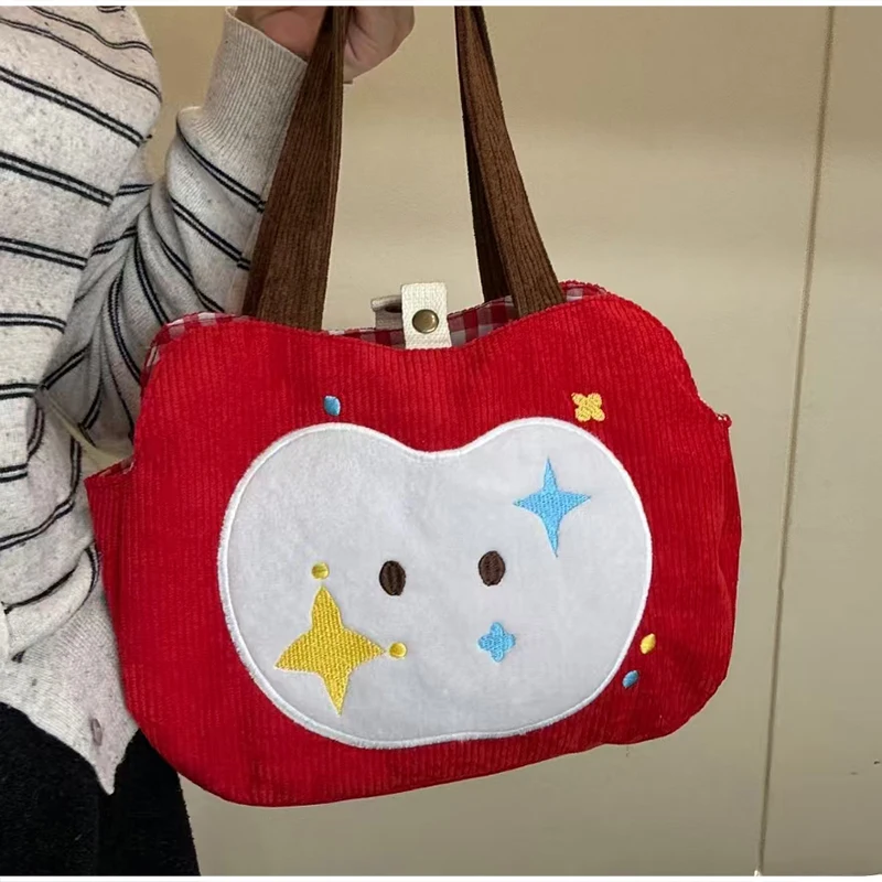 Apfel-förmige Umhängetasche, Damenhandtasche, Niedliche Leichte Kompakte Tasche für Reisen, Einkaufen & Freizeitausflüge, Druckknopfverschluss – Detail 6