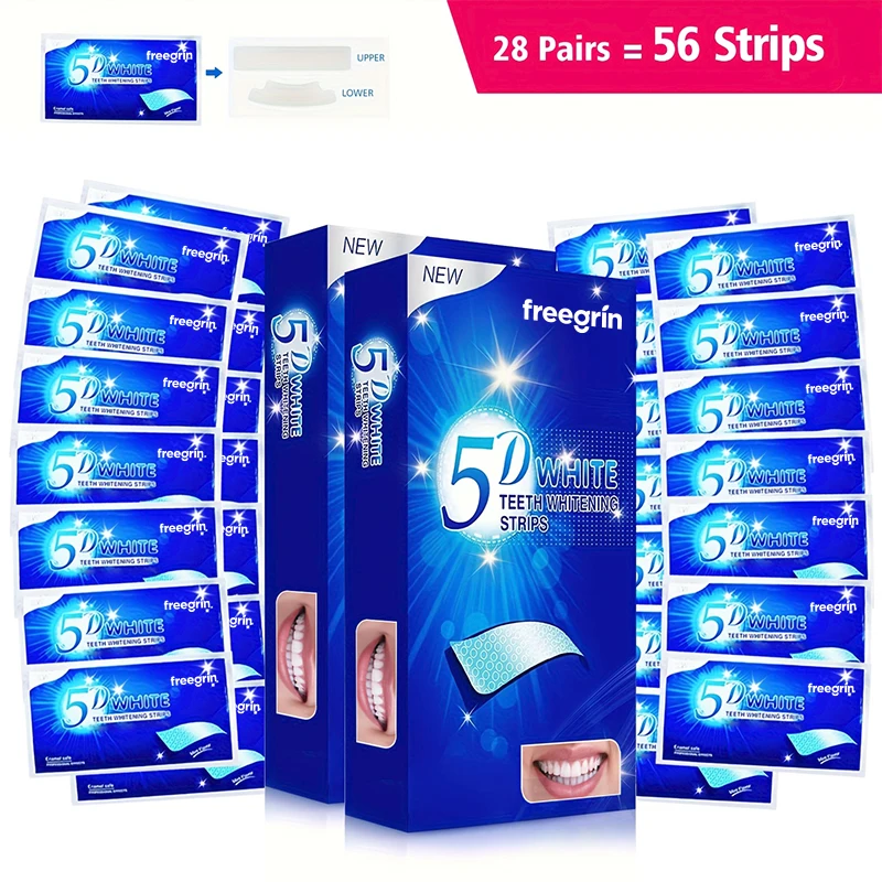 21/28 Pairs Teeth Brightening Strips for Teeth, 5D/9D Whitener Strips Reduced Sensitivity White Strips for Teeth Whitening