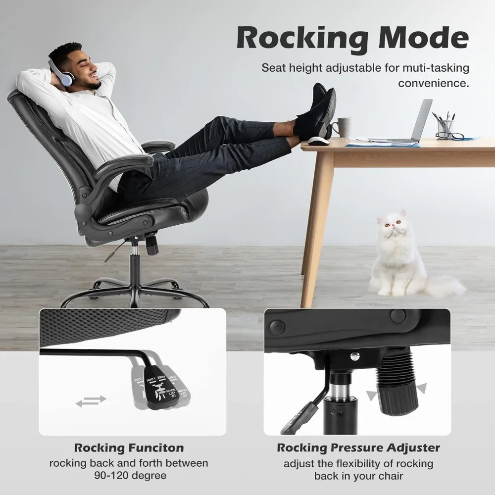 Ergonomic Adjustable Computer Desk Chairs with High Back Flip-up Armrests, Swivel Task Chair with Lumbar Support