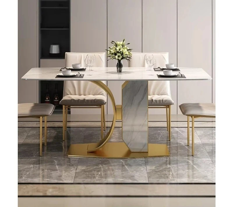 Factory Direct 2026 Factory Direct Sales Senior Sense Light Luxury Rock Plate Household Dining Table and Chair Combination