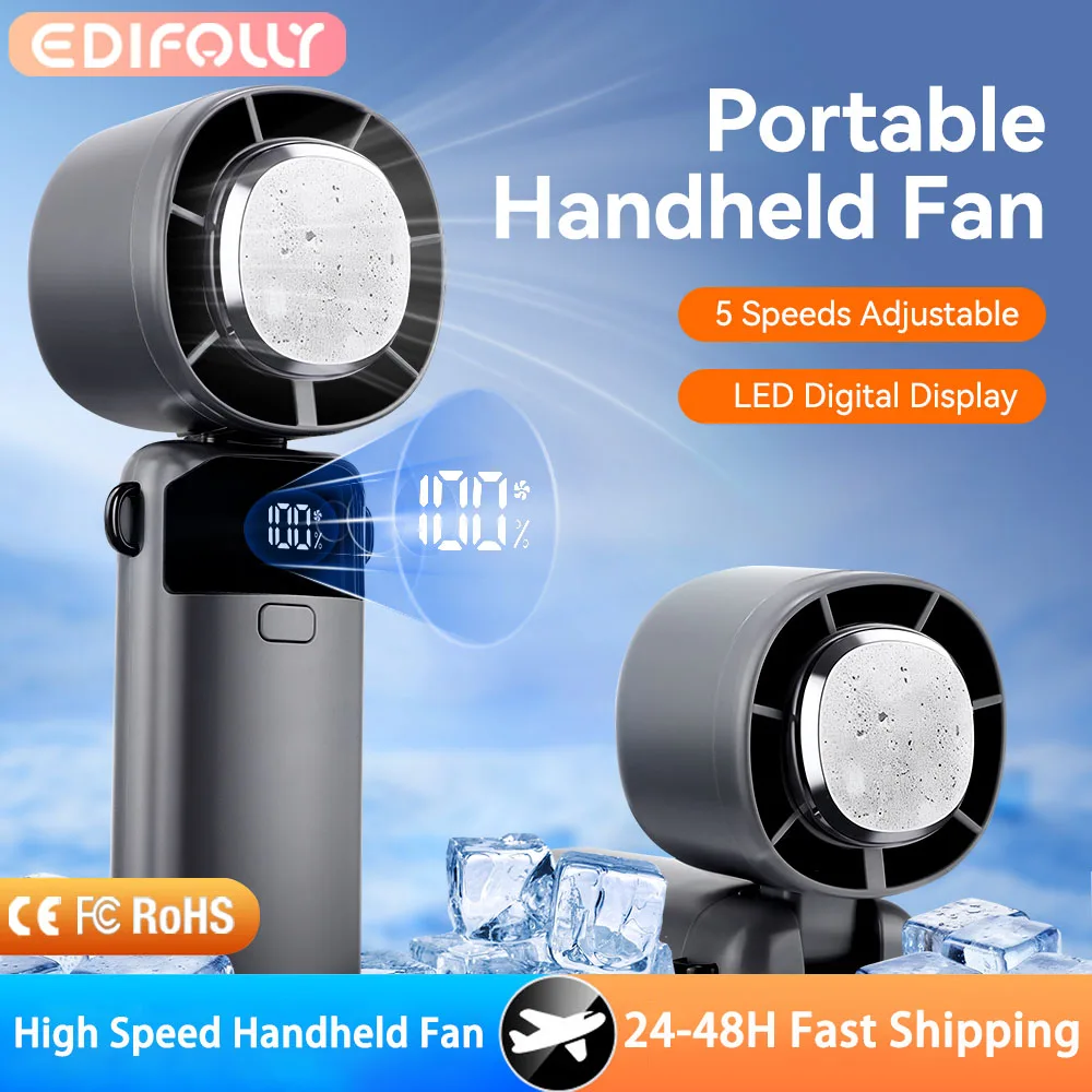 مروحة محمولة قابلة للطي في الهواء الطلق، تبريد صغير USB قابل لإعادة الشحن، 5 أوضاع، تحكم مجاني، مروحة توربو عالية السرعة