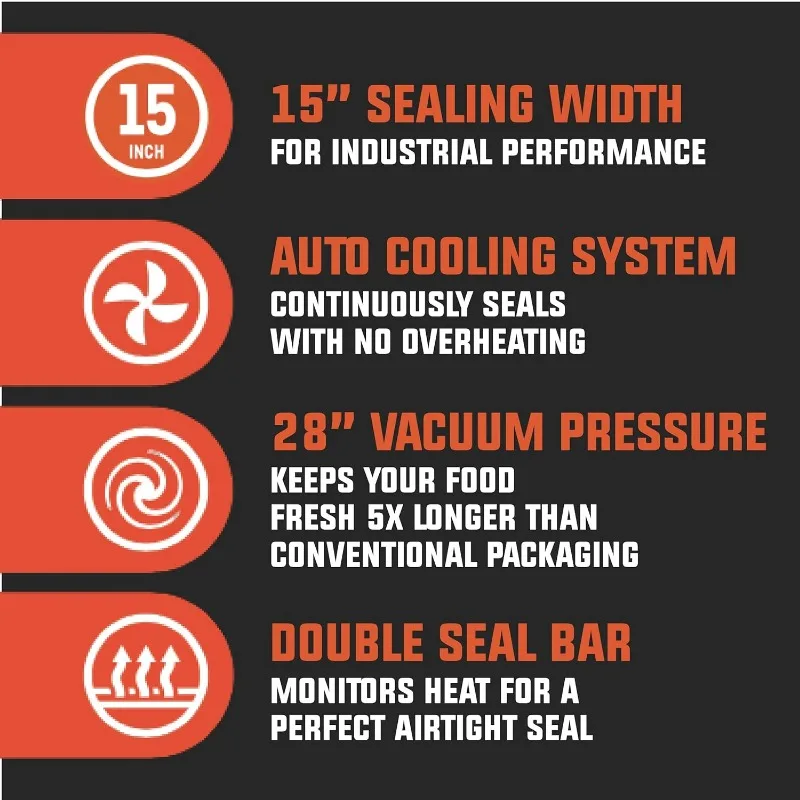 Sellador al vacío de grado respetuoso con la preservación de alimentos, características de presión de vacío, sistema de enfriamiento automático, tecnología de calor inteligente,