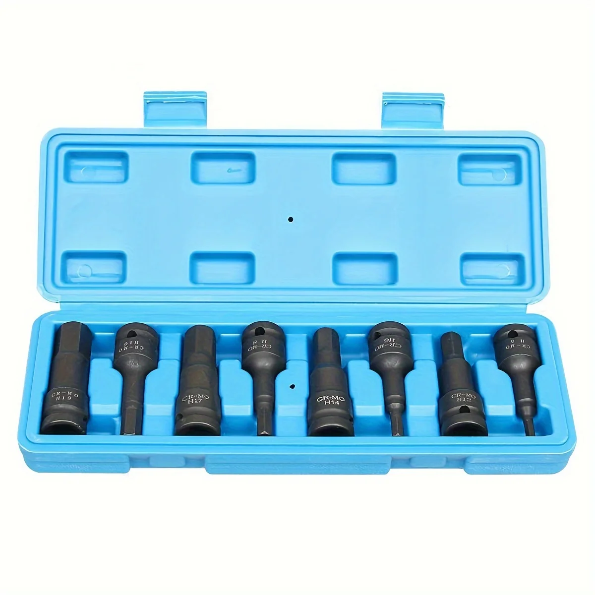 

8pcs Drive Hex Bits Impact Allen Socket Set H5-H19, 8 Piece Cr-Mo One-Piece Construction Hex Driver Hand Tools