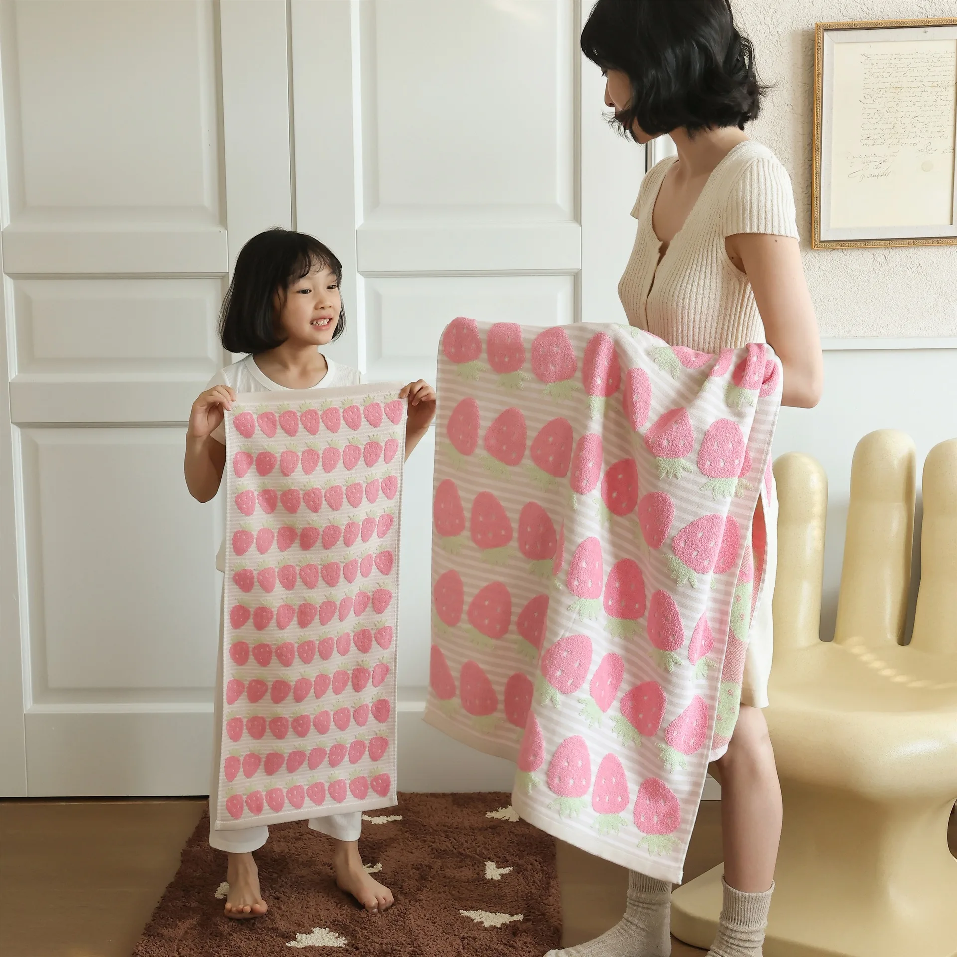 

Customizable A cotton face towel parent-child bathroom bath suction swimming beach