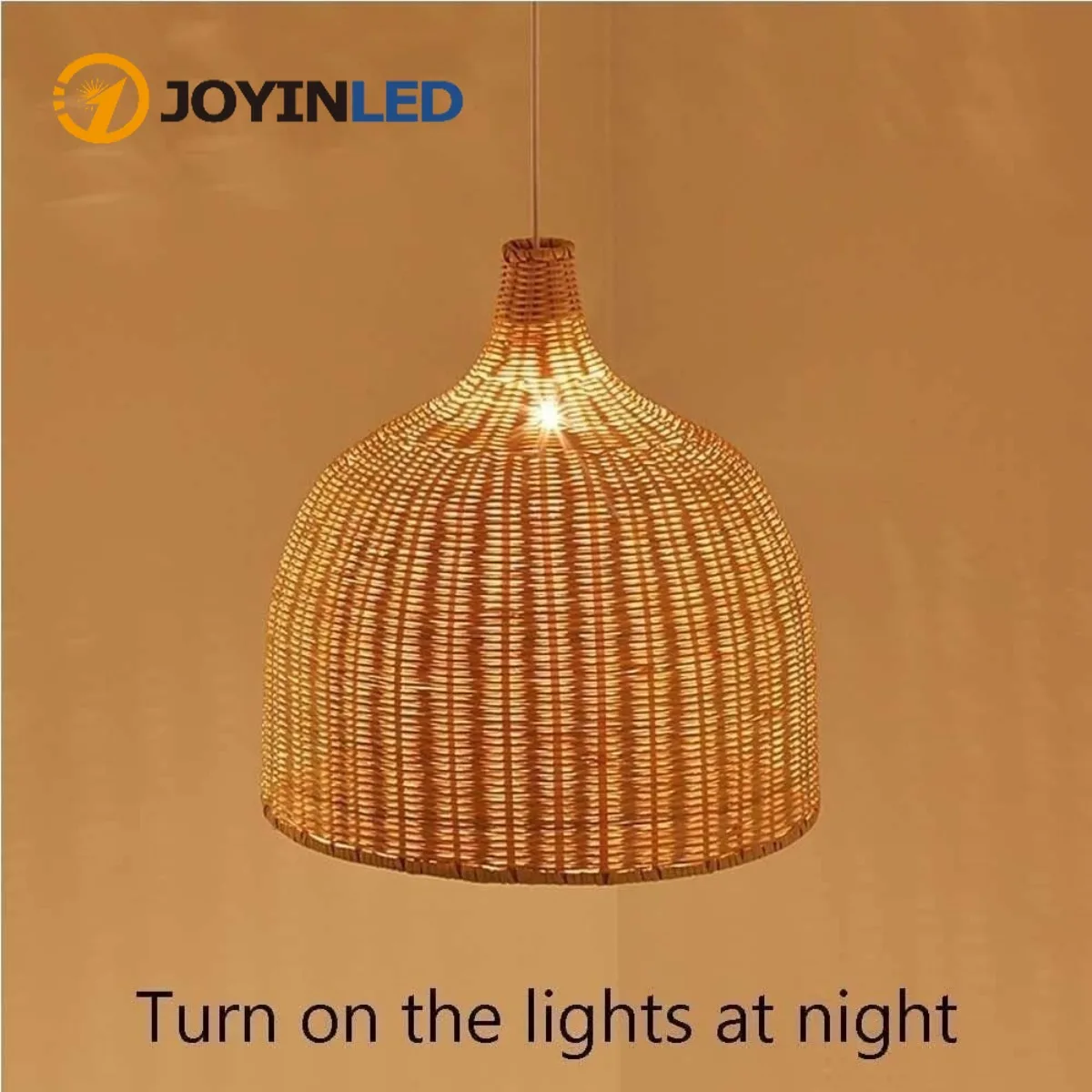 

JOYINLED Retro Woven Rattan Chandelier, 26/30/35/45/60cm Traditional Bamboo Pendant Light Bar Kitchen Island Dining Room Lamp