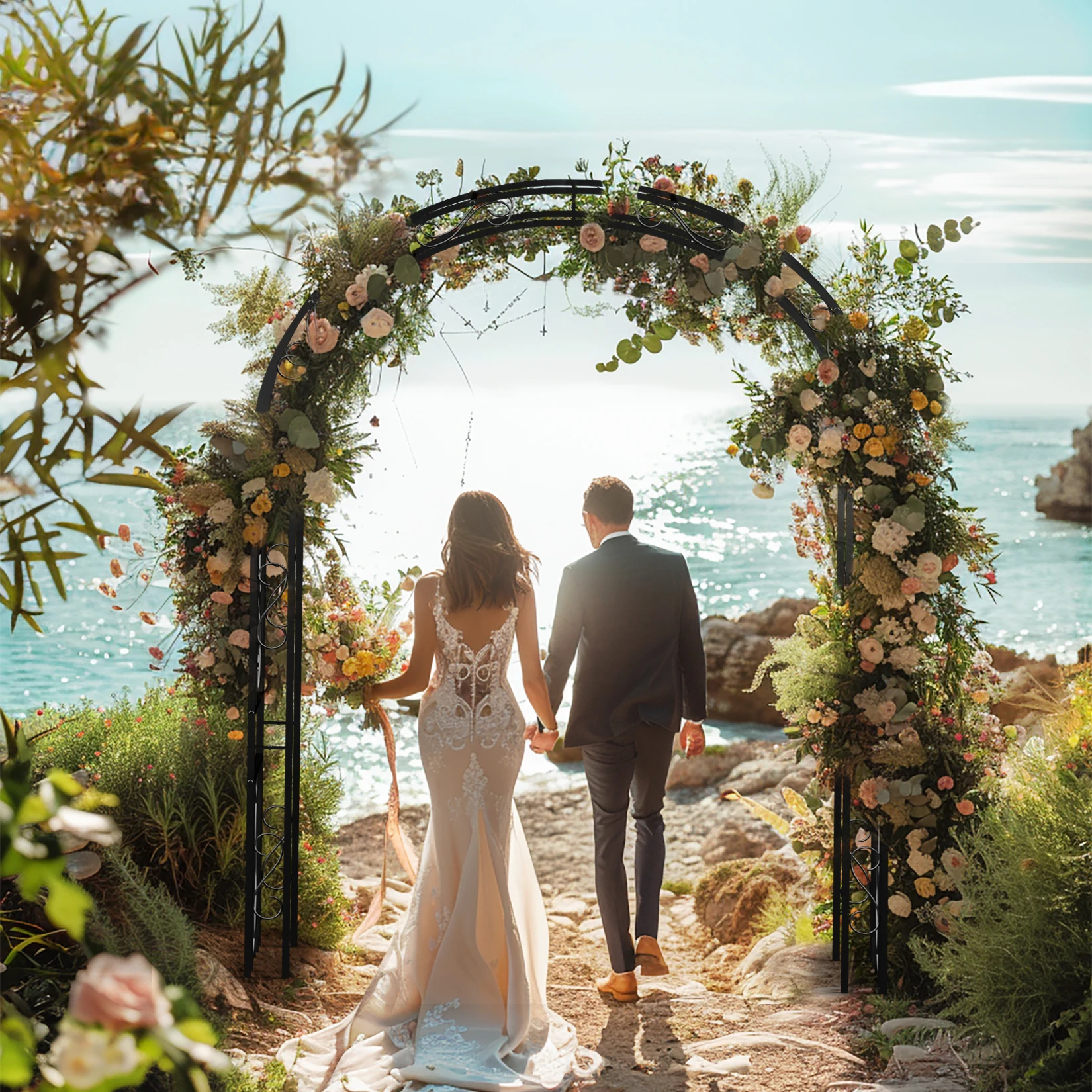 

Heavy Duty Metal Garden Plant Arch Arbor Trellis Outdoor Wedding Arch Backdrop Ceremony Frame